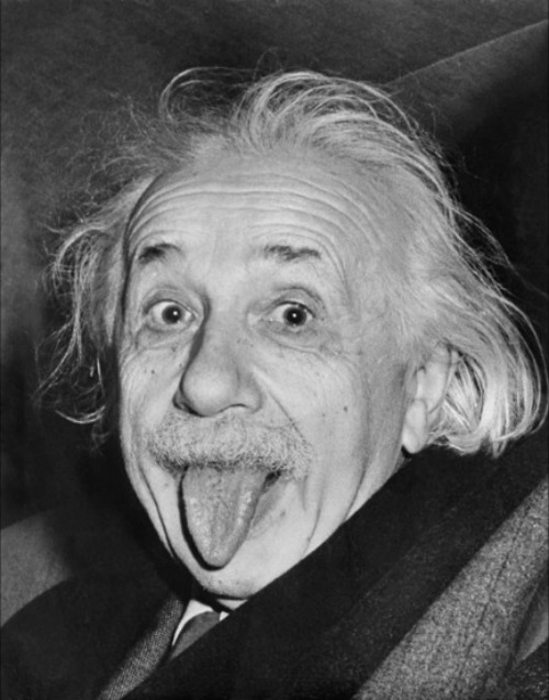 Celebrated picture dated 18 march 1951, shows German-born Swiss-US physicist Albert Einstein (1879-1955), awarded the Nobel Prize for Physics in 1921, sticking out his tongue at photographers on his 72nd birthday. AFP ARTHUR SASSE (Photo credit should read ARTHUR SASSE/AFP/Getty Images)