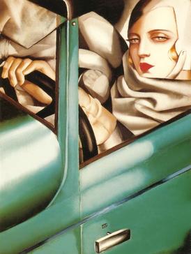 tamara de lempicka önarckép zöld bugattiban női festőművész