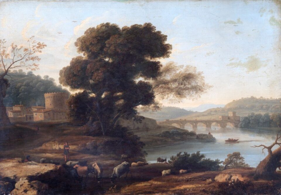 Claude Lorrain Tájkép a Ponte Melléval című festménye jó példa a művész munkásságára, amit tompa színpaletta és álomszerű atmoszféra jellemez (Fotó: English Heritage/Heritage Images/Getty Images)