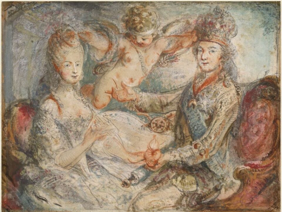 XVI. Lajost és Marie-Antoinette-et megkoronázza a szerelem, 1775. Művész: Gabriel de Saint-Aubin. (Fotó: Heritage Art/Heritage Images via Getty Images)