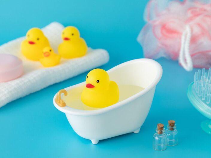 gumikacsa, fürdőszoba