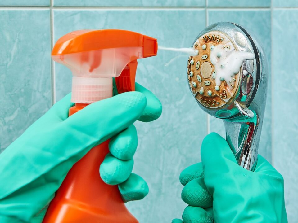 zuhanyfej, zuhanyrózsa, takarítás, fürdőszoba, higiénia