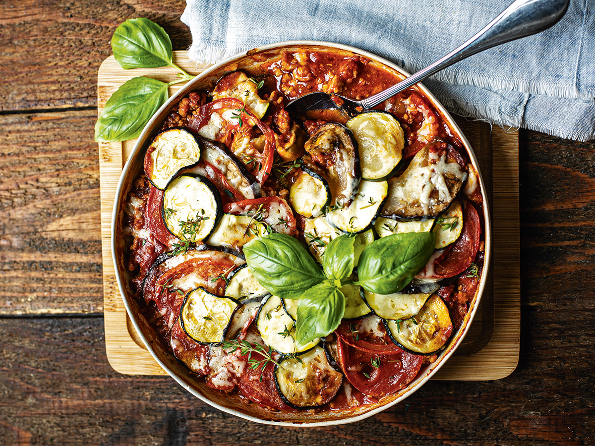 Vegyes zöldséges, darált húsos lasagne