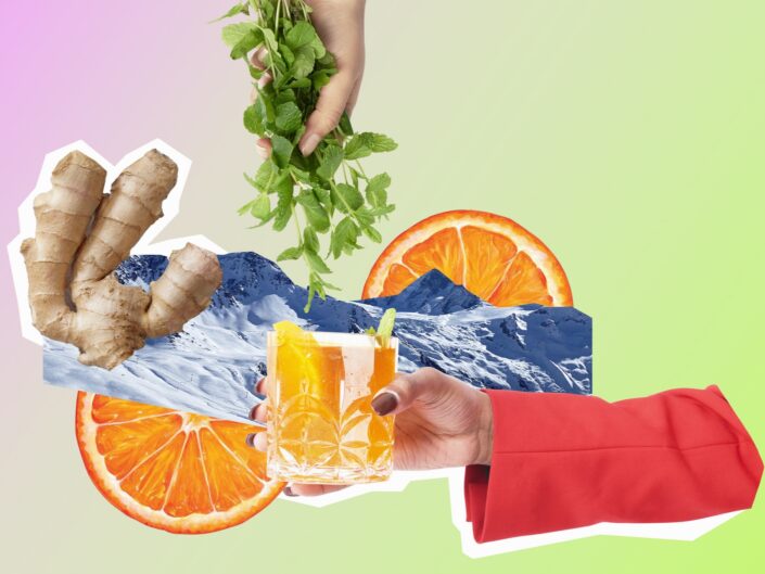 friss gyümölcs menta pohár