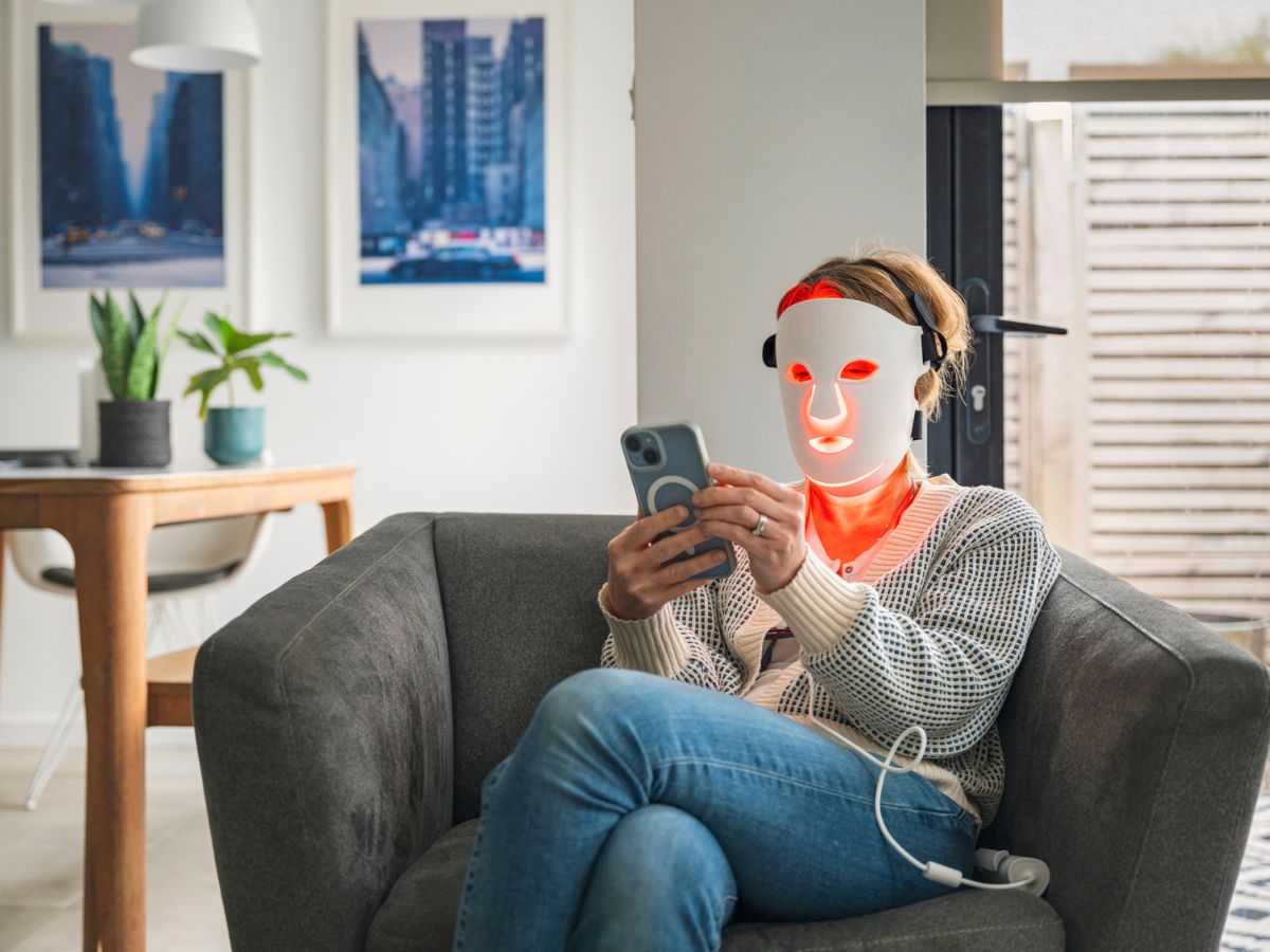 vörös led fény arcmaszk