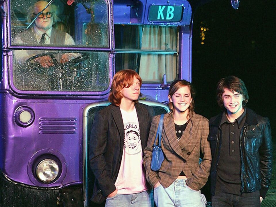 Rupert Grint, Emma Watson és Daniel Radcliffe a Harry Potter és az azkabani fogoly című film DVD-bemutató partiján 2004. november 18-án Londonban 