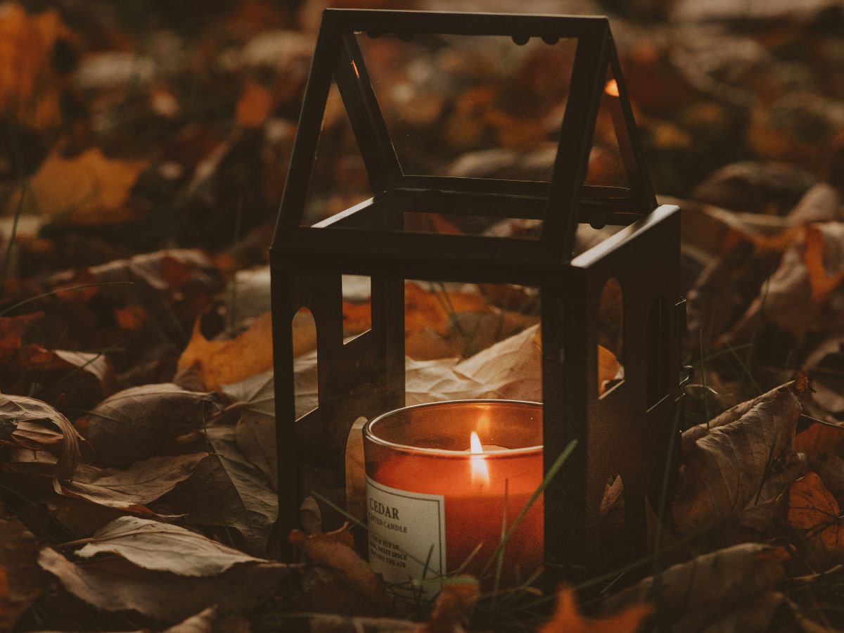 gyertya, ősz, őszi dekoráció, fém gyertyatartó