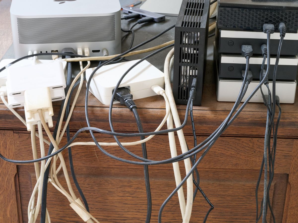 összegabalyodott kábelek