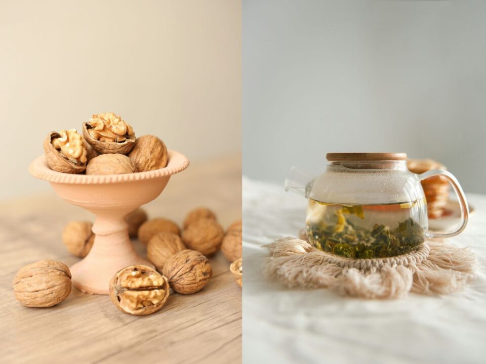 dió, zöld tea