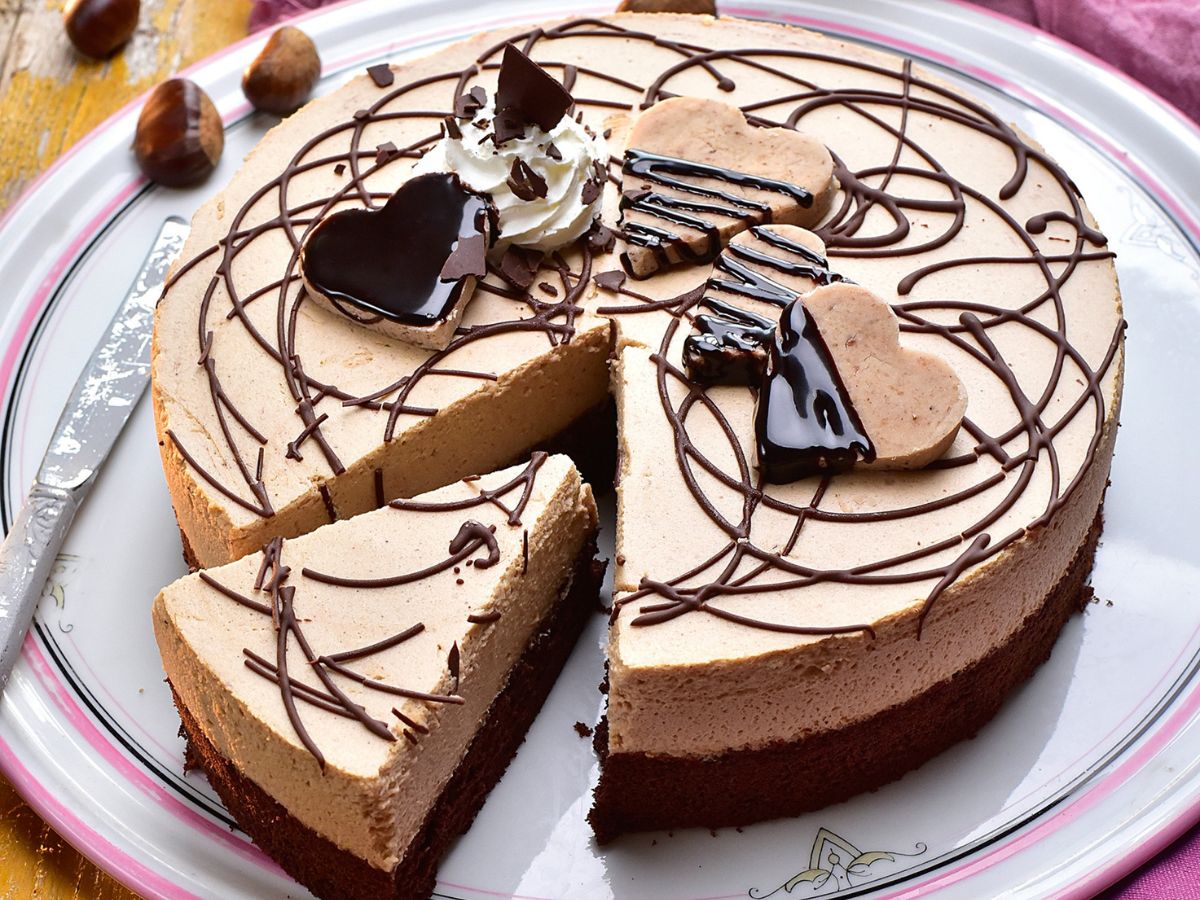 tejszínes gesztenyetorta gesztenyeszívekkel