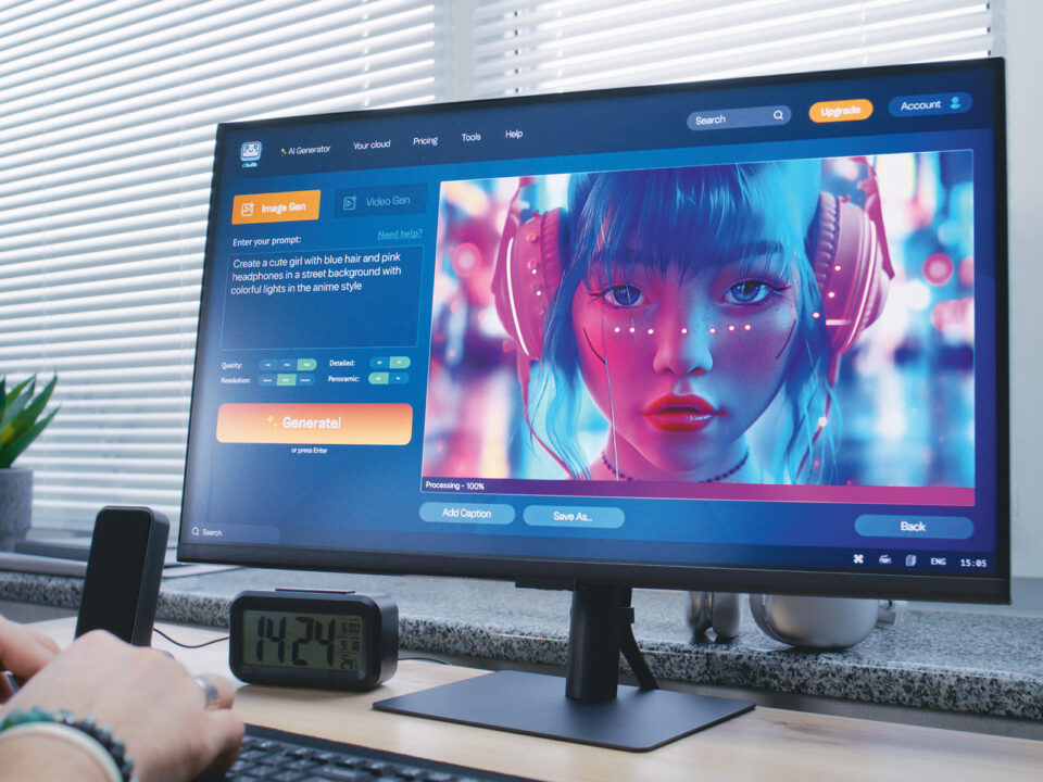 AI chatbot generate detailed image of cyberpunk girl on personal computer - Nők Lapja