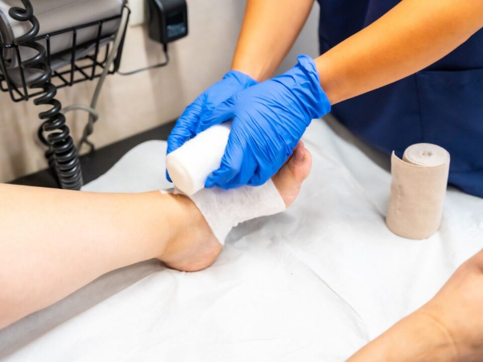 lábfej bekötözése kórház