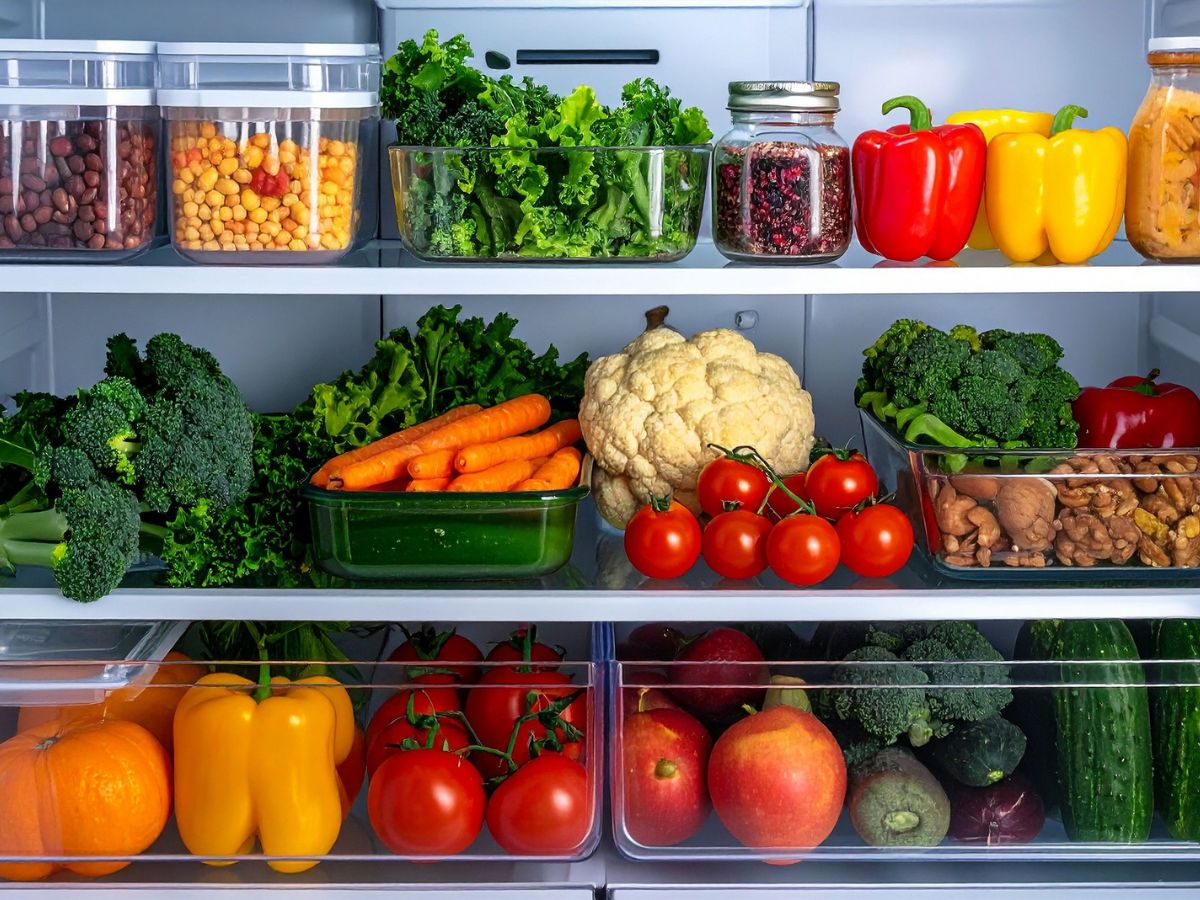 Hűtőszekrény tele főzési alapanyagokkal