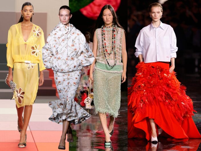 Modellek kifutón szoknyában