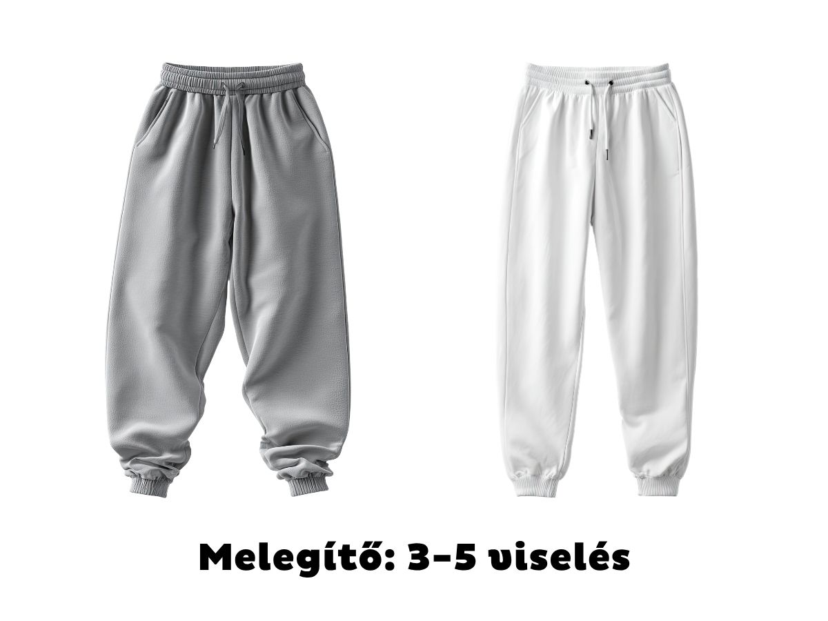 Szürke és fehér melegítőnadrág fehér háttéren