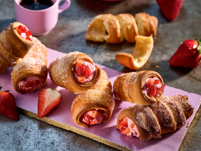 Mini kürtőskalács eperfagylalttal