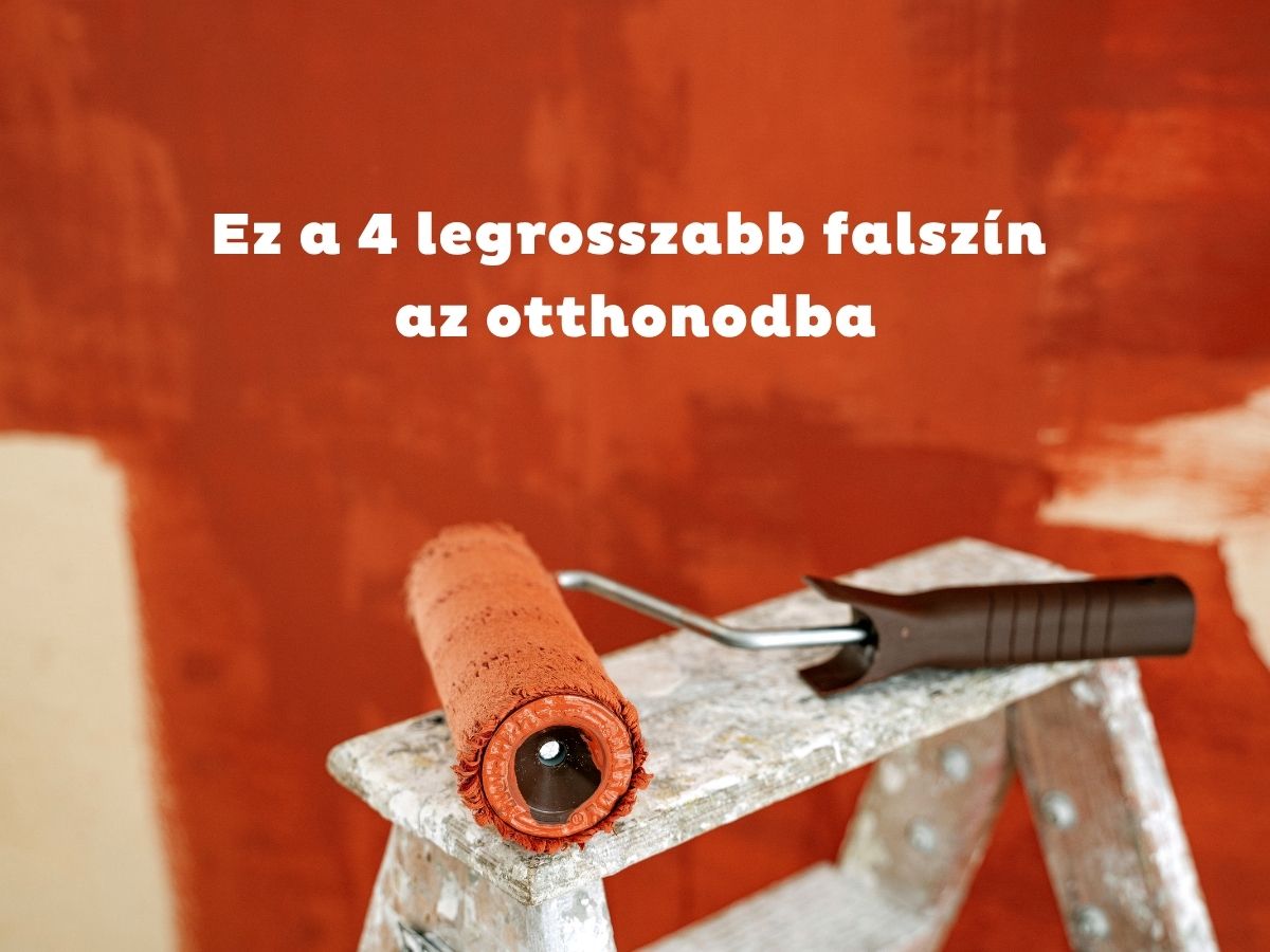 Piros falfesték festőhengeren, háttérben pirosra mázolt fal