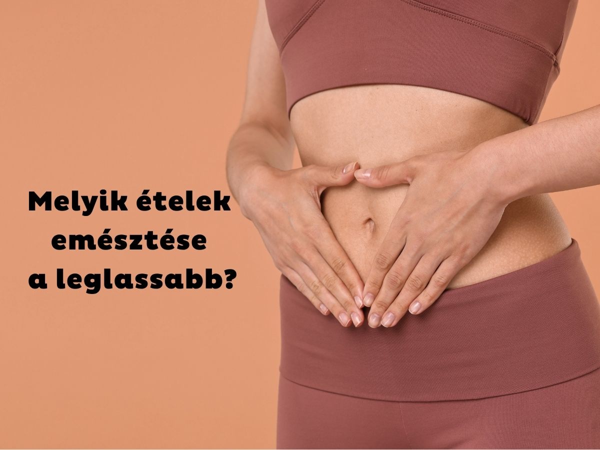 Barna háttér, nő barna fitneszruhában hasa elé tett kézzel