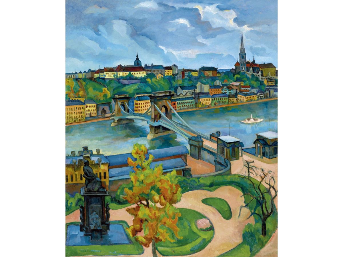 Perlrott Csaba Vilmos: Budapest látképe a Lánchíddal, 1910-es évek