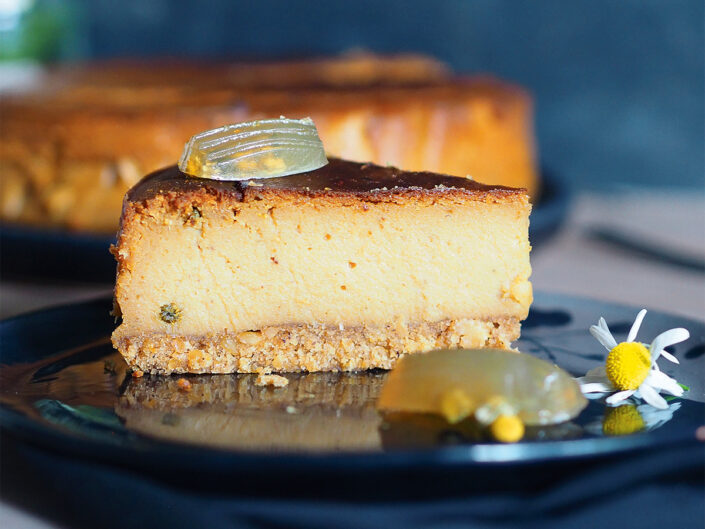 vegán sajttorta kamillás gumicukorral