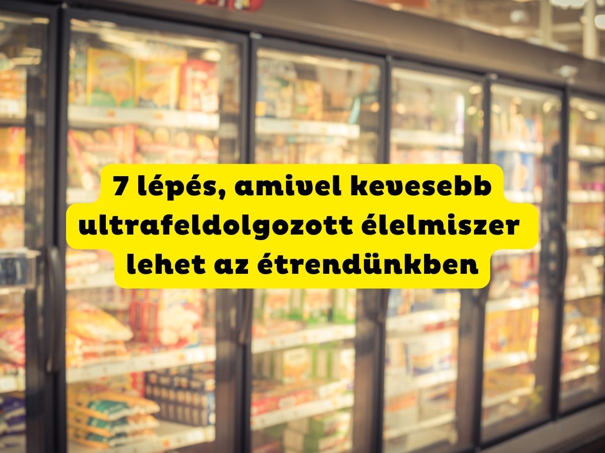 Élelmiszerboltban ultrafeldolgozott élelmiszerek hűtősora