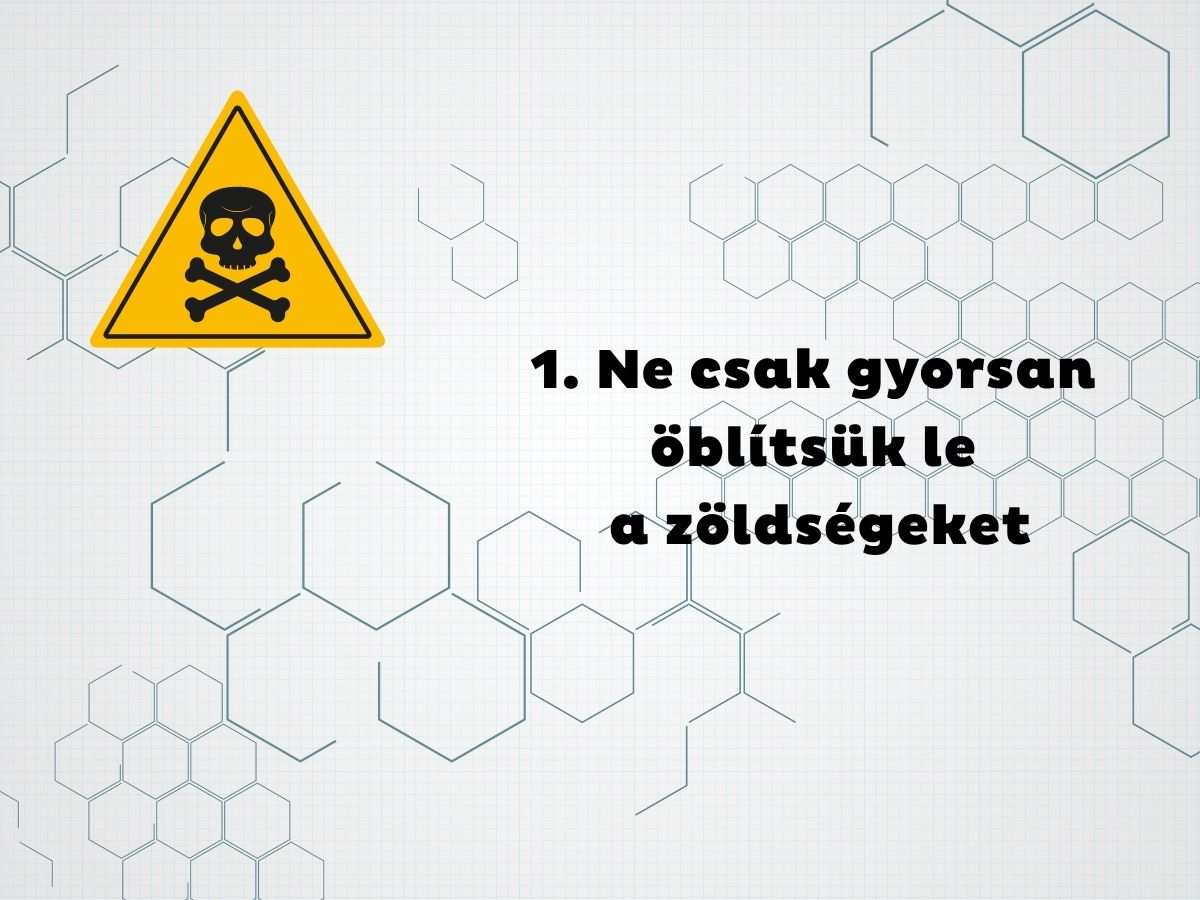 - Nők Lapja KÉmiai kötések szürke alapon számítógépes grafika háttér, sárga háromszögben fekete halálfej vegyszer szimbólum