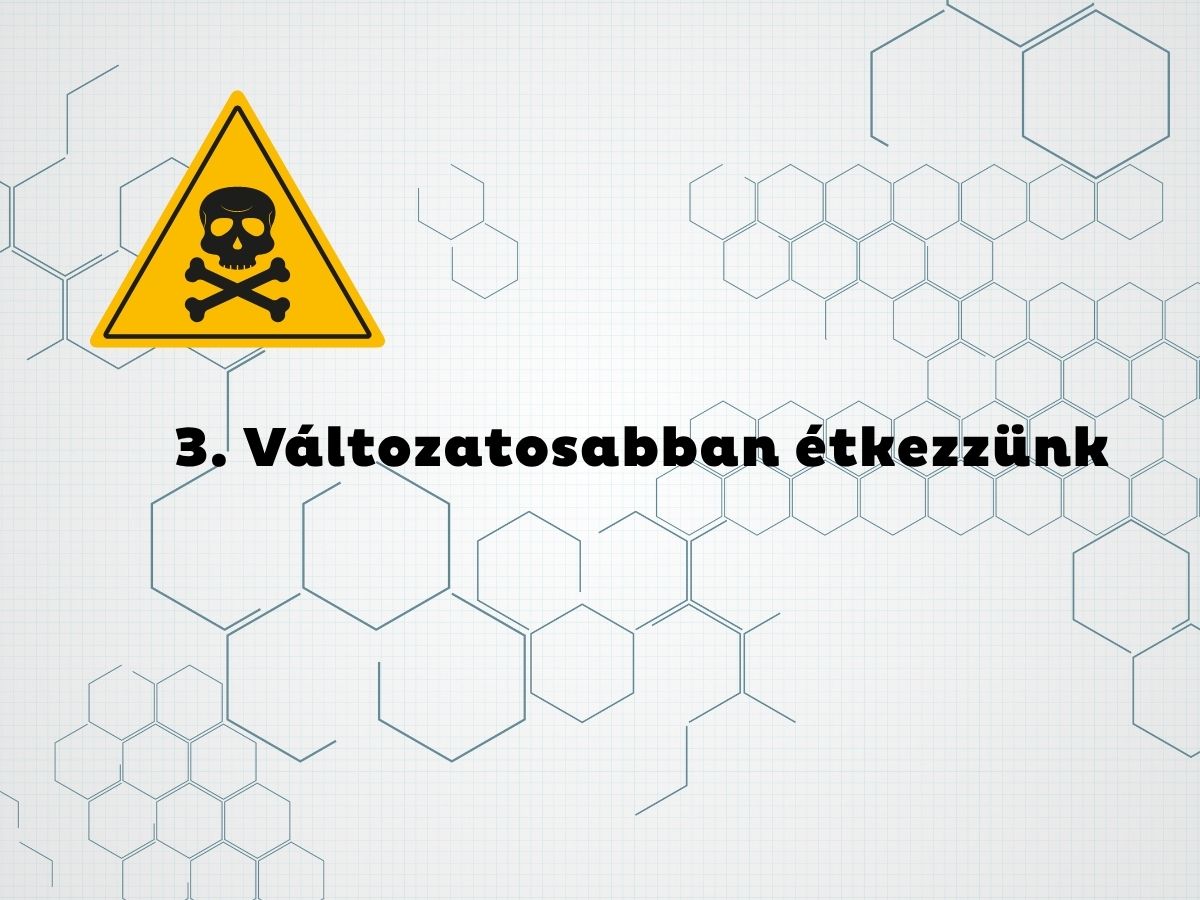 - Nők Lapja KÉmiai kötések szürke alapon számítógépes grafika háttér, sárga háromszögben fekete halálfej vegyszer szimbólum