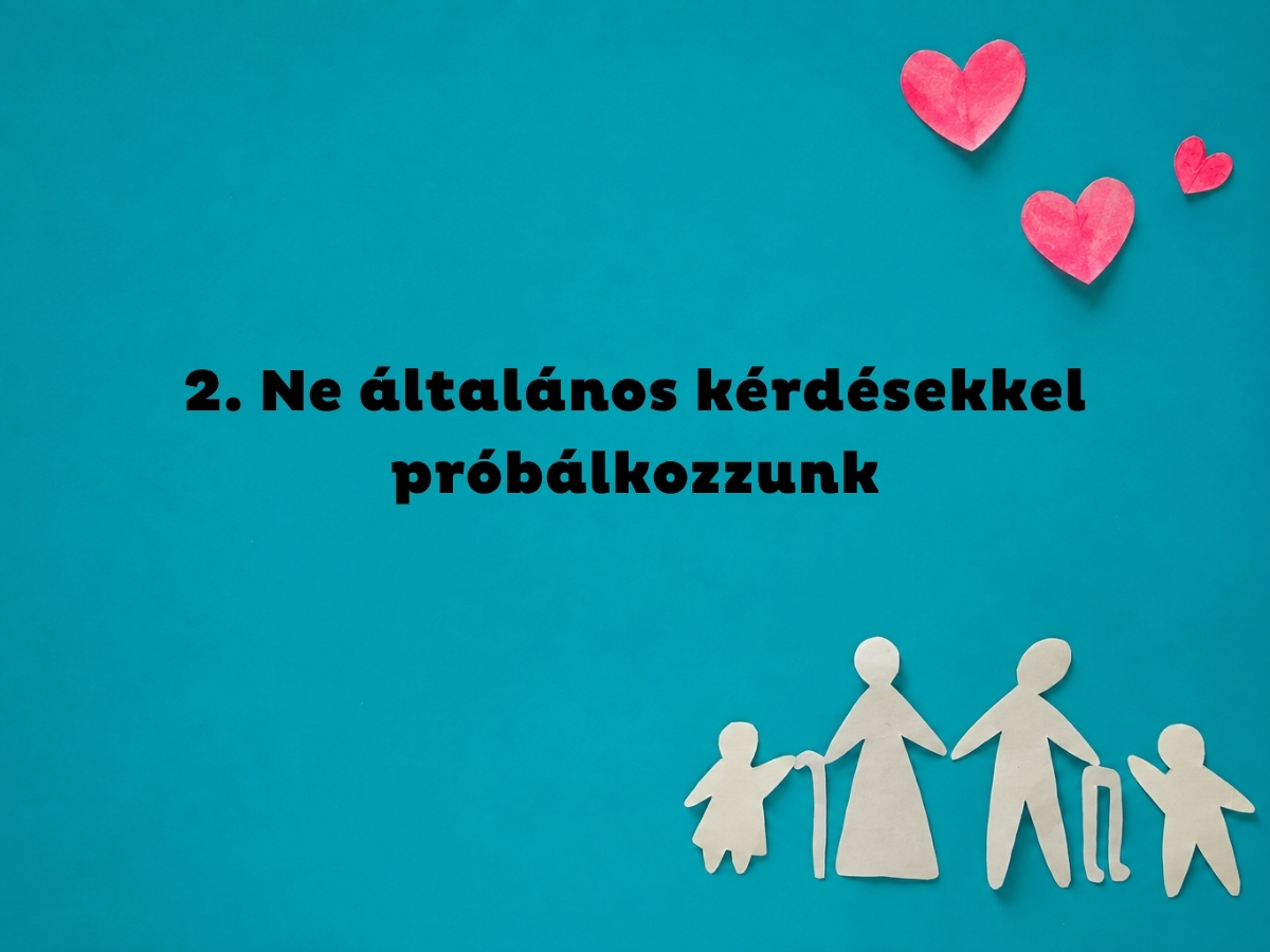 - Nők Lapja Kék háttér, fehér papírból kivágott nagyszülő és unoka alakok, piros papírból kivágott szívek
